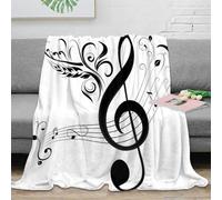3D Printed Musical notes All Season Blanket Microfiber Soft Warm Bedding Breathable Artistic black white design Sofa Throw Lightweight All Season for Homeowners Renters Adults 50x60inch(127x152cm)