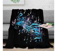 3D Printed Musical notes Bed Blanket Microfiber Soft Cosy Bedding Warm Abstract blue flow design Soft Throw Thoughtful Gift for Families Friends Loved Ones Housewarming 40x50inch(100x130cm)