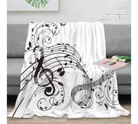 3D Printed Musical notes Lounge Throw Microfiber Warm Soft Bedding Breathable Artistic swirl design Bedding Blanket Wrinkle Resistant Non Pilling for Families Guests Teens 80×90inch(200x230cm)