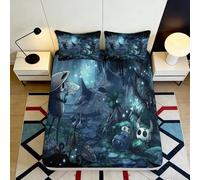 3D Printed Mystical Forest Fitted Sheet Microfiber Soft Breathable Enchanted Night Mattress Cover Bedroom Decor 90x200x25cm
