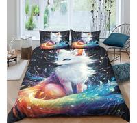 3D Printed Mythical fox Bedding Cover Microfiber Fantasy art style Quilt Cover Hypoallergenic Easy Care for College Dorm Teenagers Student Daily Bedding Use Single（135x200cm）