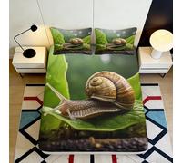 3D Printed Nature Snail Leaf Fitted Sheet Microfiber Deep Pocket Non-Slip Snail Mattress Fitted Cover Full Wrap for Bedroom 180x200x25cm