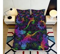 3D Printed Neon Dinosaur Fitted Sheet Microfiber Soft Breathable Psychedelic Jungle Mattress Cover Bedroom Decor 90x200x25cm