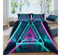 3D Printed Neon Geometry Duvet Cover Set King size,Soft Microfiber Hypoallergenic Neon Bedding Set with Pillowcase, Quilt Cover with Zipper for Kids, Teens, Adults 1e99