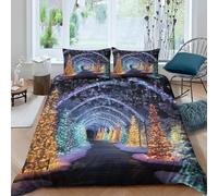 3D Printed Neon Lights Single Bed Duvet Cover Set For Kids Teens Christmas Theme Bedding Set The Ultra-Soft 3 Pieces includes 1 Quilt Covers 135x200 and 2 Pillowcases K.2780