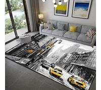 3D Printed New York Street Carpet 140 x 200 cm, Yellow Taxi Washable Rugs Living Room Crawling Mat Decorative area rugs for Living Room Bedroom, Non Slip Door Mat