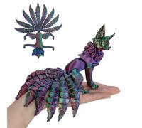 3D Printed Nine-Tailed Fox Articulated Figure - Flexible Joint Animal Model Figurines for Home Decor, Surprise Fantasy Gifts (Blue)