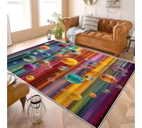3D Printed Non Shedding Rugs 3d Abstract Art Floating Ball Home Decoration Bedroom Non-Slip Floor Carpet 60x90 cm Colorful Soft flannel Material Easy Clean With Machine Washable Floor Mat
