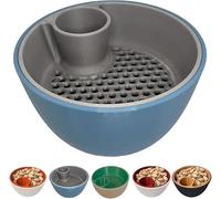 3D Printed Nut & Seed Bowl,Dual-Chamber Pistachio Bowl with Shell Storage,2-in-1 Snack Organizer Serving Bowls with Built-in Trash Compartment for Pistachios,Sunflower Seeds, and Candy (Blue)
