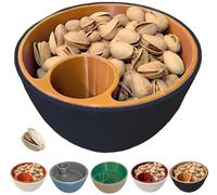 3D Printed Nut & Seed Bowl, Dual-Chamber Pistachio Bowl with Shell Storage, 2-in-1 Snack Organizer Serving Bowls with Built-in Trash Compartment for Pistachios Plus Size (Black Yellow)