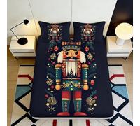 3D Printed Nutcracker Fitted Sheet Microfiber Bedroom Bedding Deep Pocket Non-Slip Nutcracker Mattress Fitted Cover Washable Full Wrap Protection 160x200x25cm
