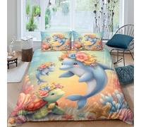 3D Printed Ocean Animals Quilt Cover, Microfiber Duvet Cover Hidden Zipper