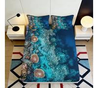 3D Printed Ocean Coral Fitted Sheet Microfiber Bedroom Bedding Set Deep Pocket Non-Slip Ocean Coral Mattress Fitted Cover for Adults 200x200x25cm