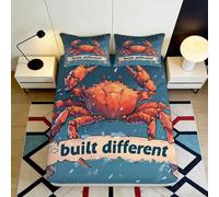 3D Printed Ocean Crab Fitted Sheet Microfiber Deep Pocket Non-Slip Bedroom Bedding Marine Mattress Fitted Cover for Adults Teens 140x200x25cm