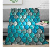 3D Printed Ocean scales Thermal Blanket Microfiber Warm Thermal Bedding Soft Marine pattern design Fluffy Blanket Luxurious Gift for Friends Colleagues Loved Ones 80×90inch(200x230cm)