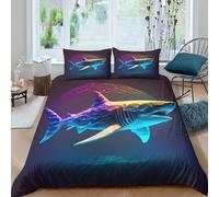 3D Printed Ocean Shark Duvet Cover, Microfiber Comforter Cover Hidden