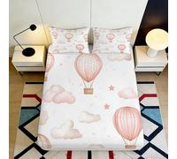3D Printed Ocean Shark Fitted Sheet Microfiber Anti-Slip Bedroom Decor Night Sky Island Bed Cover Machine Washable 90x200x25cm