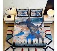 3D Printed Ocean Shark Fitted Sheet, Microfiber Bed Cover, non-slip, home