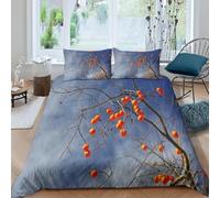 3D Printed Orange Double Bed Duvet Cover Set For Kids Teens Trees and BranchesBedding Set The Ultra-Soft 3 Pieces includes1 Quilt Covers 200x200 and 2 Pillowcases J.2968