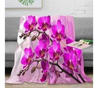 3D Printed Orchid blooms Nap Blanket Microfiber Ultra Soft Warm Bedding vibrant floral art Bedding Throw Anti Static Fade Resistant for Students Gamers Movie Nights Teens 50x60inch(127x152cm)