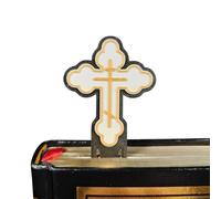 3D Printed Orthodox Christian Cross Bookmark (Black/White/Gold, 5 inch)