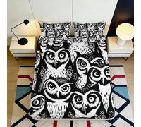 3D Printed Owl Pattern Fitted Sheet, Microfiber Bed Cover, Non-slip, Home