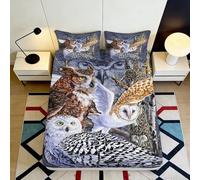 3D Printed Owl Pattern Fitted Sheet, Microfiber Bed Cover, Non-slip, Home