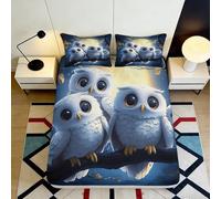 3D Printed Owl Pattern Fitted Sheet, Microfiber Bed Cover, Non-slip Home