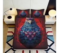 3D Printed Owl Pattern Fitted Sheet, Microfiber Bed Cover, Non Slip Home