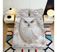 3D Printed Owl Pattern Fitted Sheet, Microfiber, Bed Cover, Non-slip, Home
