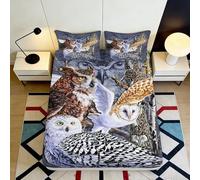3D Printed Owl Pattern Fitted Sheet Microfiber Deep Pocket Bedroom Bedding Owl Mattress Fitted Cover Elastic Hem Non-Slip 90x200x25cm