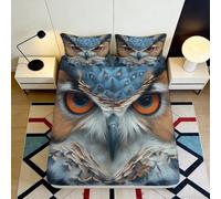 3D Printed Owl Pattern Fitted Sheet Microfiber Non-Slip Deep Pocket Owl Mattress Fitted Cover for Bedroom Adult Bedding 140x200x25cm