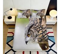 3D Printed Owl Pattern Fitted Sheet Microfiber Soft Breathable Eagle Design Mattress Cover for Bedroom Guest Room Decor 90x200x25cm