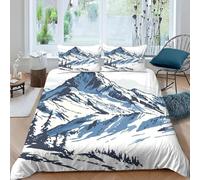 3D Printed Painted Mountain Peak King Size Duvet Cover Set 3 Piece Microfibre Bedding Set Natural Scenery Quilt Cover 230x220 cm with 2 Pillowcases 50x75 cm and Zipper Closure k.1812