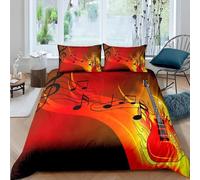 3D Printed Painted Musical Notes Single Duvet Cover Set 3 Piece Microfibre Bedding Set Music Style Quilt Cover 150x200 cm with 2 Pillowcases 50x75 cm and Zipper Closure k.5582