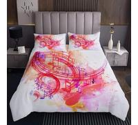 3D Printed Painted Musical Notes Single Duvet Cover Set 3 Piece Microfibre Bedding Set Music Styles Quilt Cover 150x200 cm with 2 Pillowcases 50x75 cm and Zipper Closure k.5323