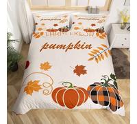 3D Printed Painted Pumpkin Single Duvet Cover Set 3 Piece Microfibre Bedding Set Plants Quilt Cover 150x200 cm with 2 Pillowcases 50x75 cm and Zipper Closure k.101