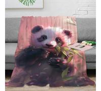 3D Printed Panda cub eating Sofa Throw Microfiber Ultra Soft Warm Bedding Soft pastel illustration Bed Throw Breathable All Season for Dorm Dwellers University Students Teens 40x50inch(100x130cm)