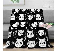 3D Printed Panda faces Throw Blanket Microfiber Soft Warm Bedding Breathable Cartoon cute animal pattern Warm Blanket Lightweight All Season for Dorm Dwellers University Students 40x50inch(100x130cm)