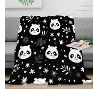 3D Printed Panda faces Throw Blanket Microfiber Warm Thermal Bedding Soft Cartoon animal design Warm Blanket for Holiday Celebrations Birthday Anniversary 40x50inch(100x130cm)