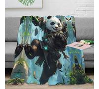 3D Printed Panda warrior Travel Blanket Microfiber Warm Soft Bedding Breathable fantasy adventure art Home Blanket Lightweight All Season for Kids Adults Families 70×80inch(180x200cm)