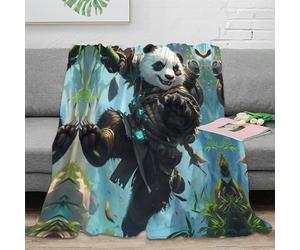 3D Printed Panda warrior Travel Blanket Microfiber Warm Soft Bedding Breathable fantasy adventure art Home Blanket Lightweight All Season for Kids Adults Families 60x80inch(150x200cm)