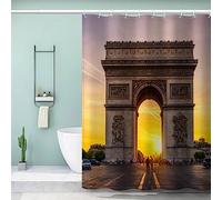 3D Printed Paris Arc De Triomphe Shower Curtain 120x180 Waterproof Mould Mildew Resistant Polyester Fabric Washable Architecture Landscape Bath Curtains Shower with 12 Hooks for Bathroom Decoration