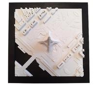 3D Printed Paris Cityscape Wall Art with Eiffel Tower, White, Black Frame, 30x25cm, Modern Minimalist Decor, Matte Finish