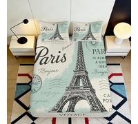 3D Printed Paris Eiffel Fitted Sheet, Microfiber Bed Cover, Non-slip, Home