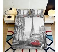 3D Printed Paris Eiffel Pattern Fitted Sheet, Microfiber Bed Cover, Non