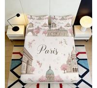 3D Printed Paris Fitted Sheet, Microfiber Bed Cover, Non-slip, Home Decor
