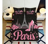 3D Printed Paris Fitted Sheet, Microfiber Bed Cover, non-slip home, soft