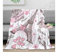 3D Printed Paris landmarks Living Room Throw Soft Warm Bedding Cosy hand drawn illustration All Season Blanket Machine Washable No Shedding for Travellers Campers Families 70×80inch(180x200cm)