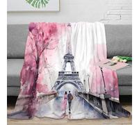3D Printed Paris romance Nap Blanket Microfiber Soft Warm Bedding Lightweight watercolor romantic scene Home Blanket Compact for University Students Dorm Dwellers Young Adults 40x50inch(100x130cm)